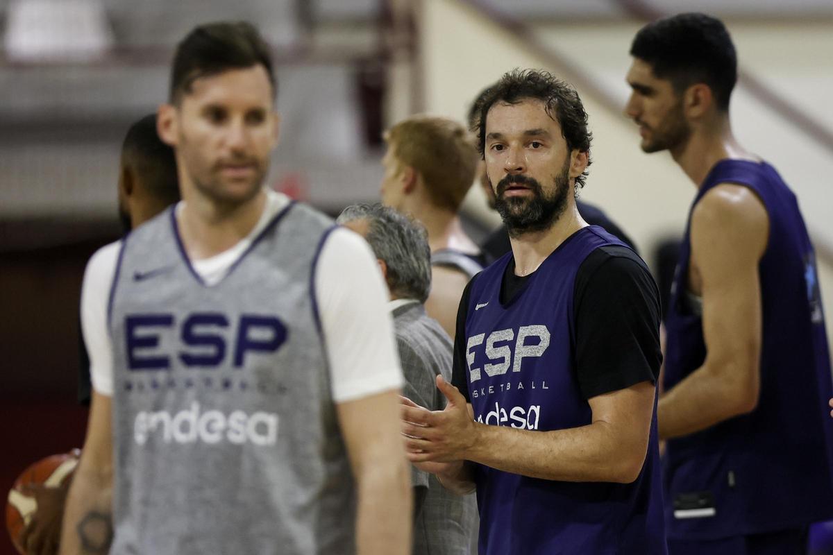 Llull y Rudy, durante el entrenamiento de España