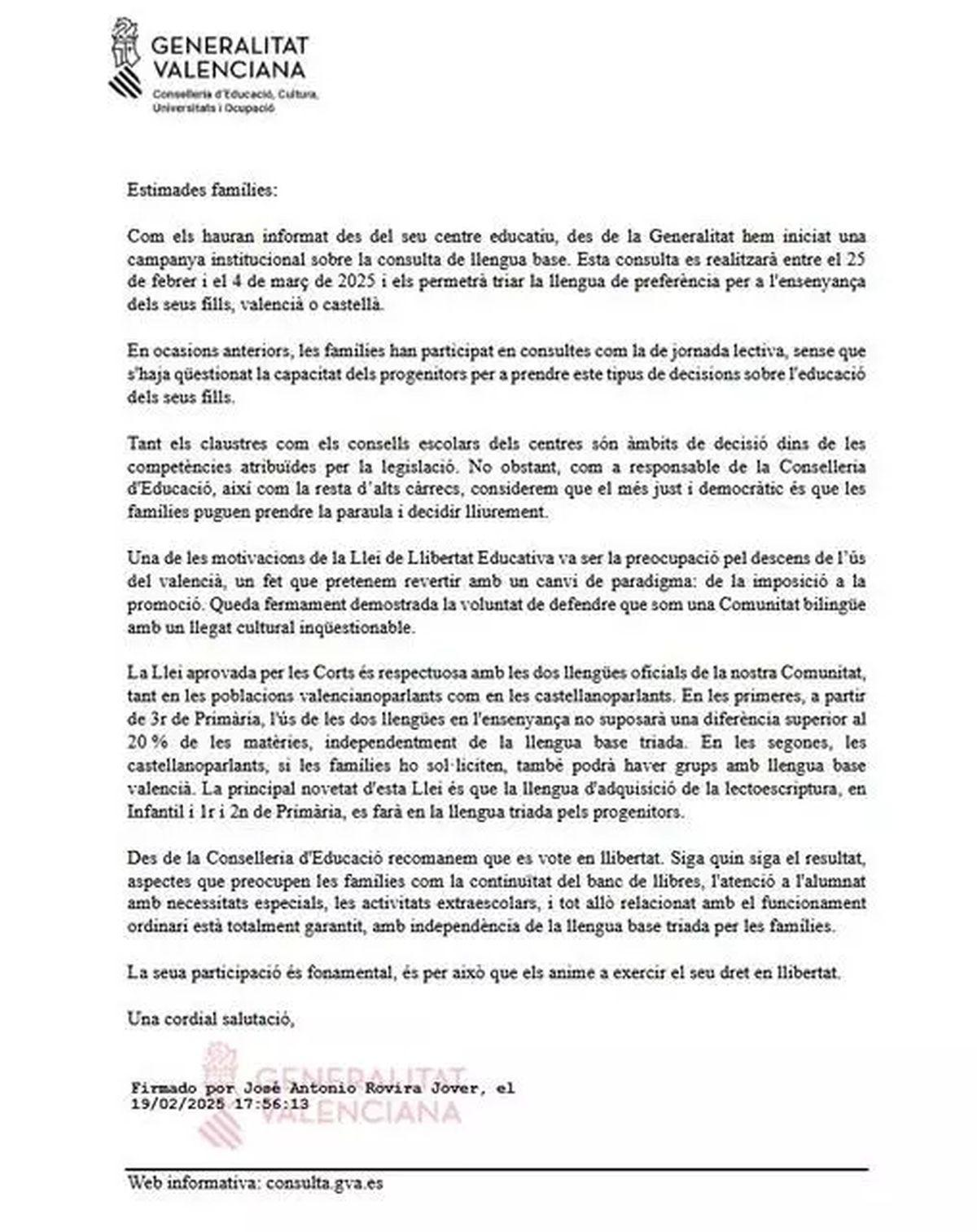 La carta de Rovira.