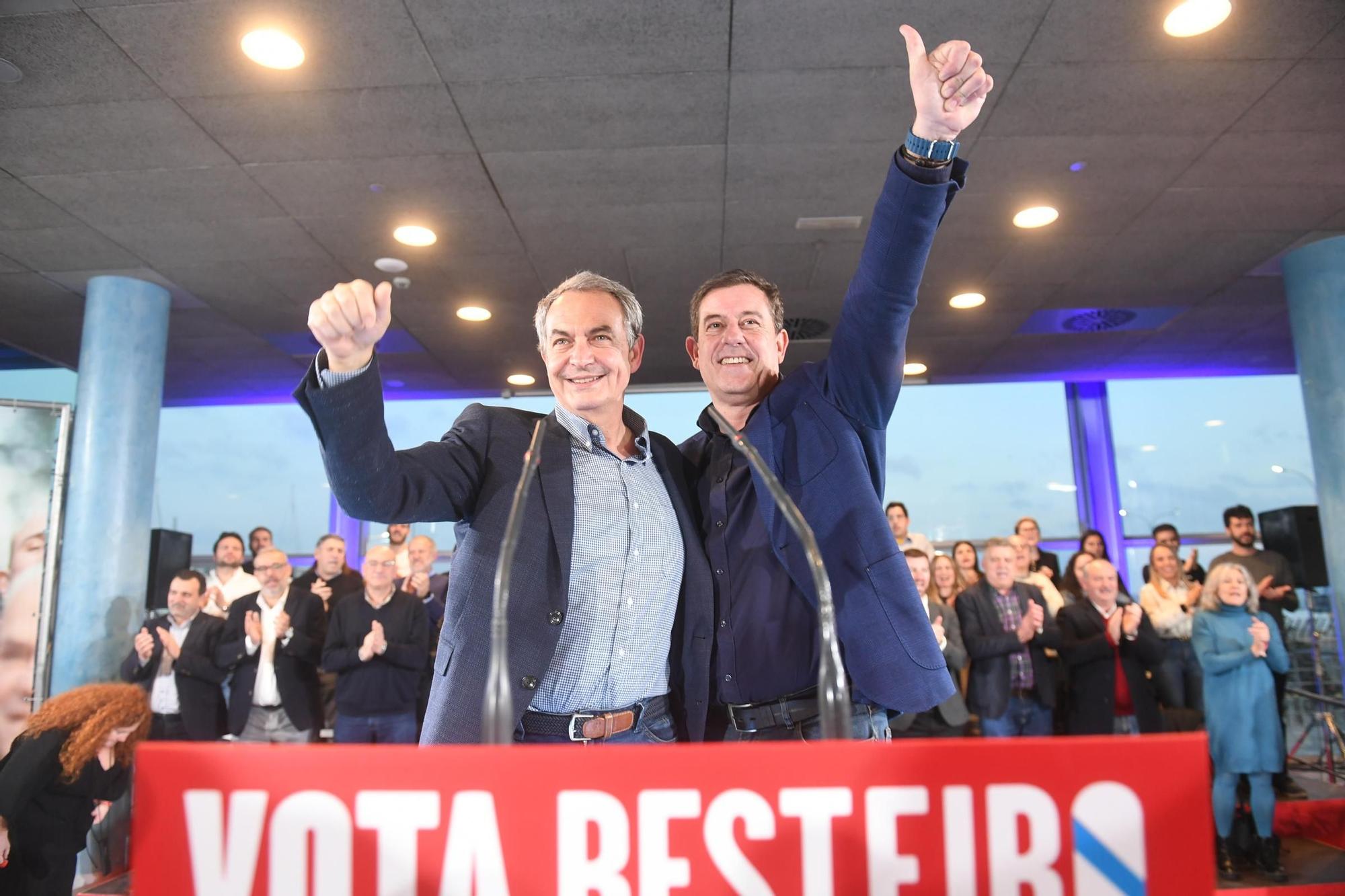 Zapatero apoya en A Coruña a Besteiro en la carrera por las elecciones gallegas del 18-F