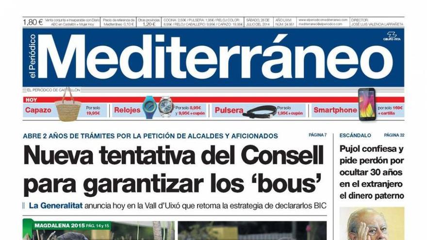 ‘Nueva tentativa del Consell para garantizar los bous’, en la portada de El Periódico Mediterráneo