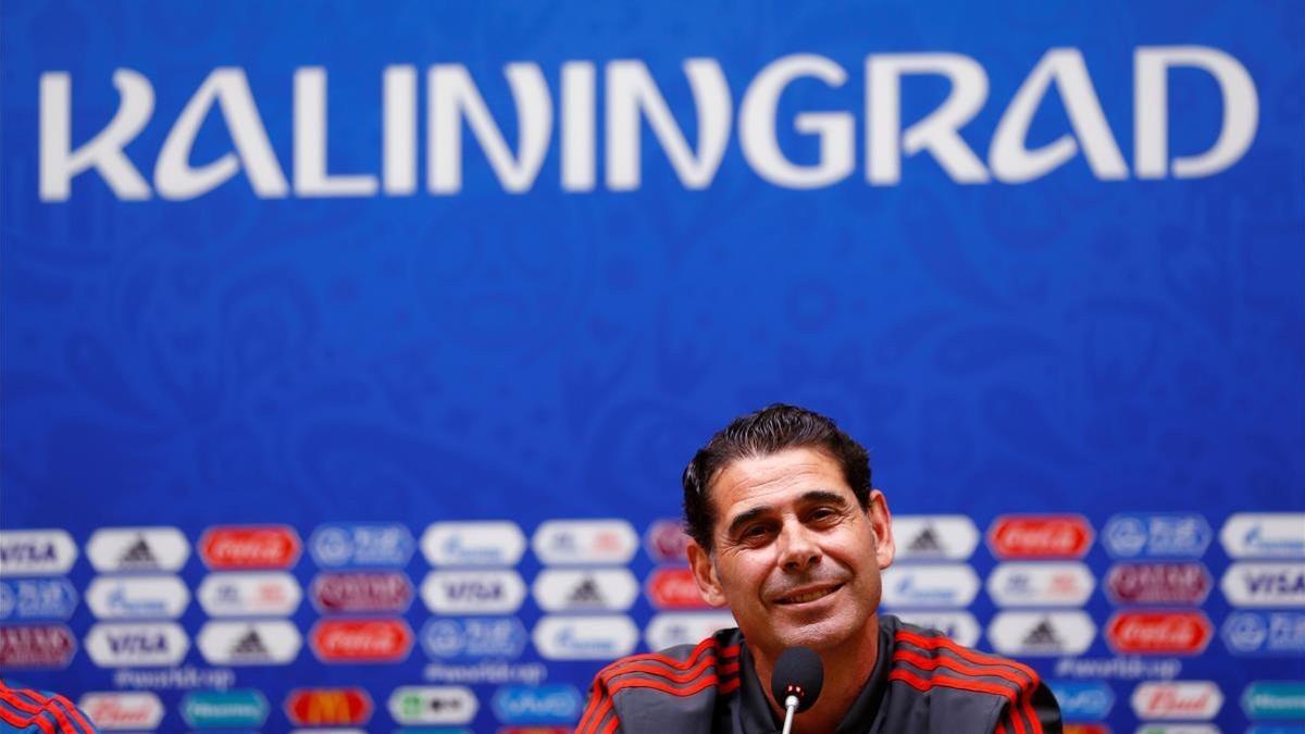 Hierro, en la sala de prensa del estadio de Kaliningrado.