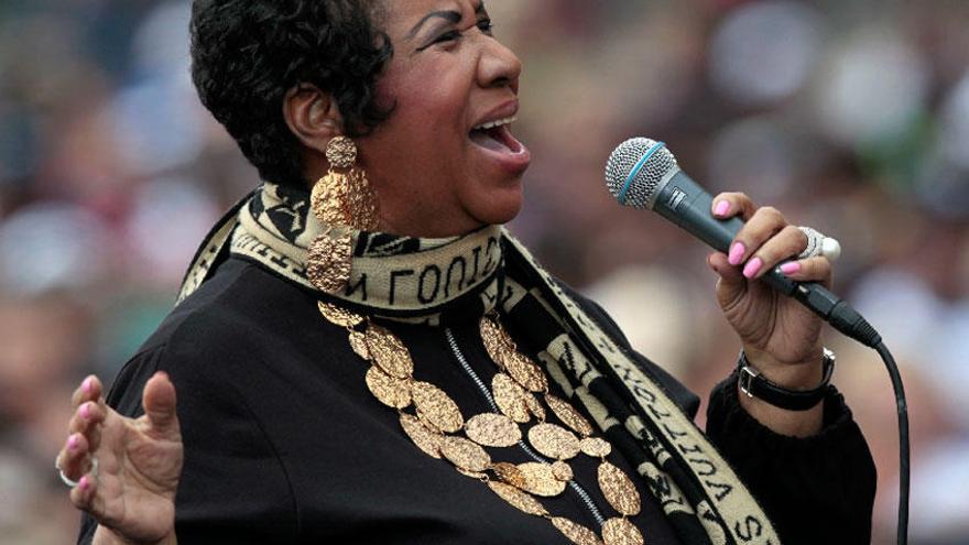 Aretha Franklin durante una actuación el Día del Trabajador.