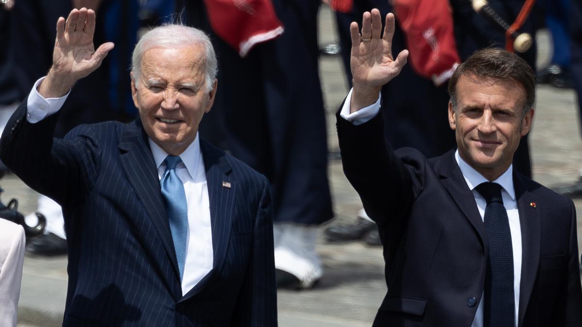 El presidente de Estados Unidos, Joe Biden, y su homólogo francés, Emmanuel Macron.