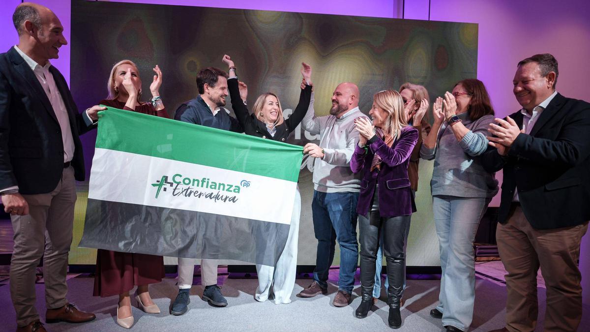 La presidenta del PP extremeño, María Guardiola, tras ganar las elecciones.