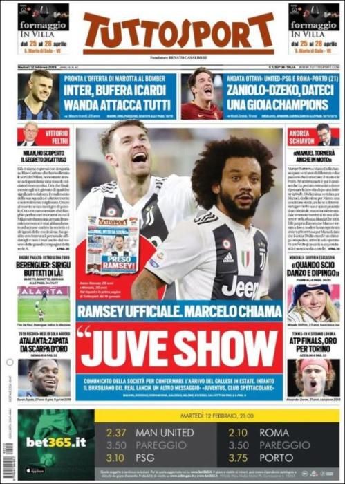 Portada TUTTOSPORT martes 12 de febrero 2019