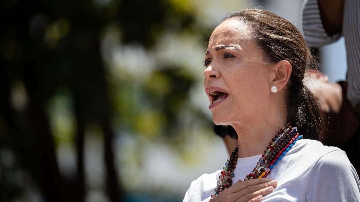 La líder opositora venezolana María Corina Machado, en una manifestación en Caracas.