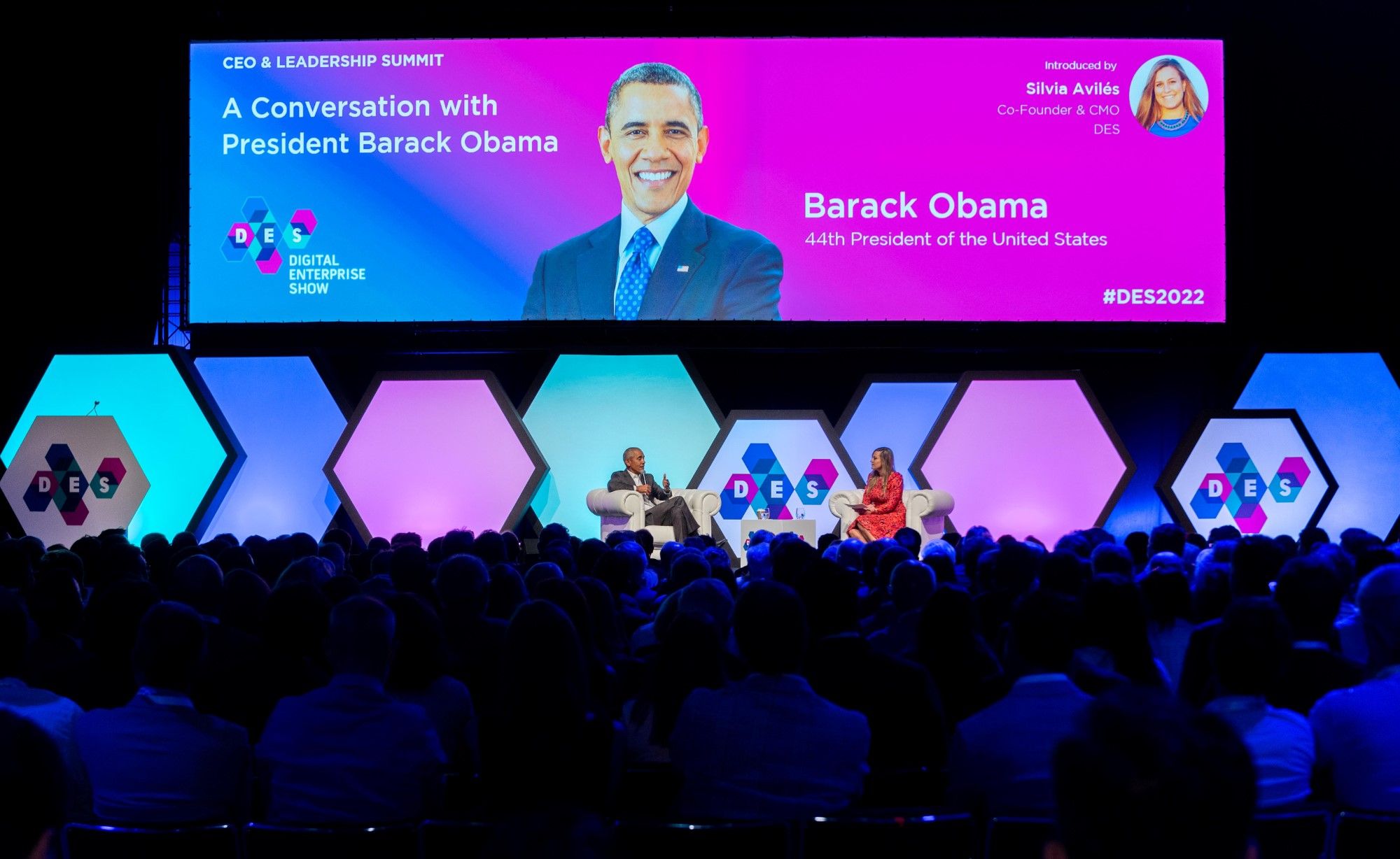 Barak Obama ofrece en Málaga una conferencia en el marco del DES 2022