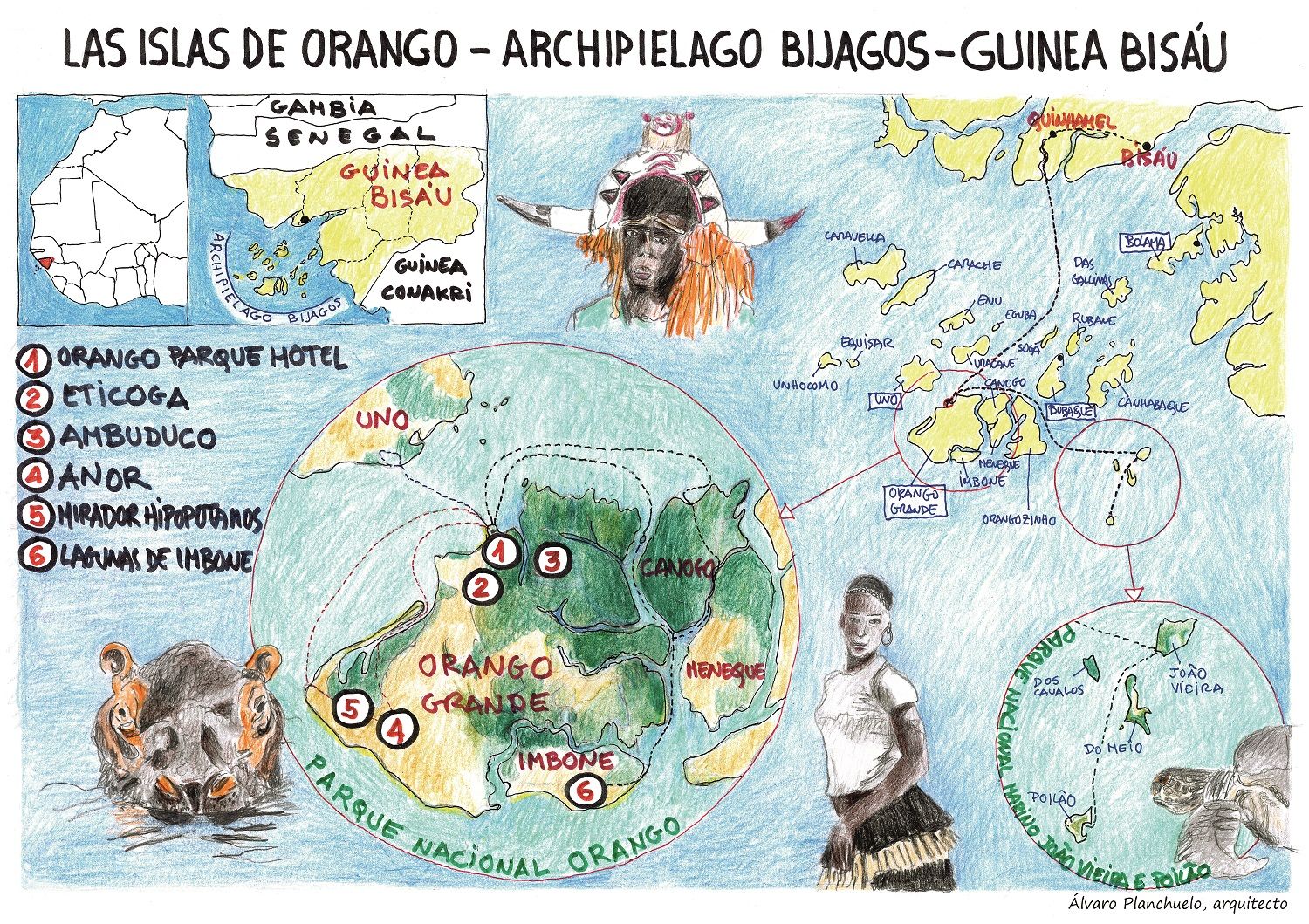 Mapa de las islas de Orango.