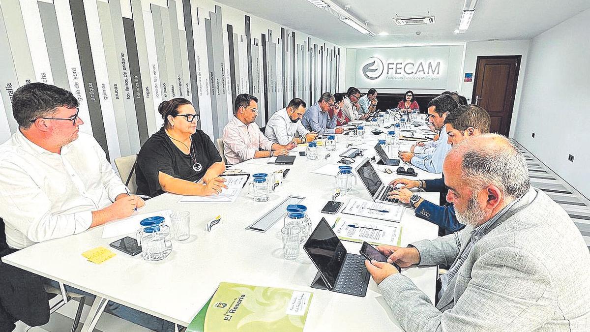Imagen del comité ejecutivo de la Federación Canaria de Municipios (Fecam) celebrado ayer.