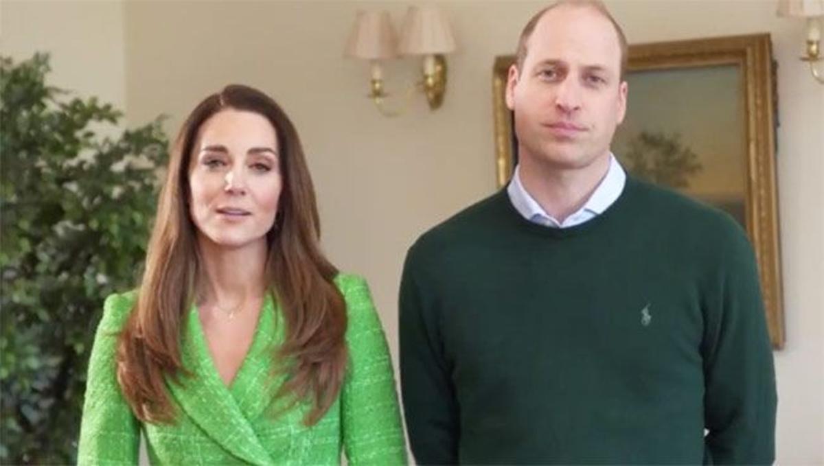 Kate Middleton y el principe Guillermo, de verde, en el Día de San Patricio