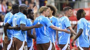 Los jugadores de Bélgica celebran un gol