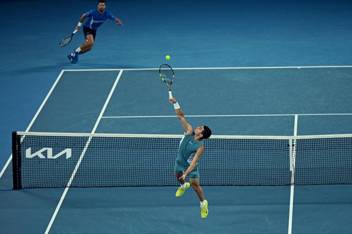 Alcaraz, en su partido del Open de Australia contra Djokovic