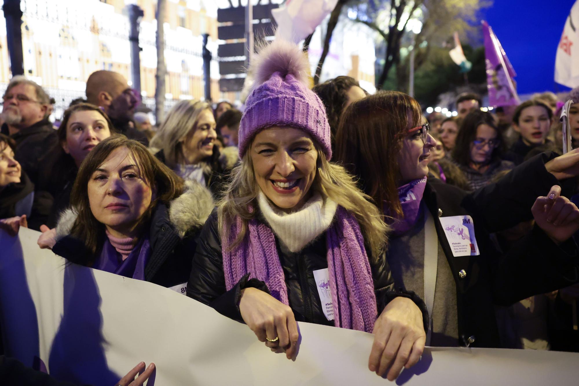 Manifestación de la Comisión 8M bajo el lema 'Patriarcado, Genocidio, Privilegios #SeAcabó'