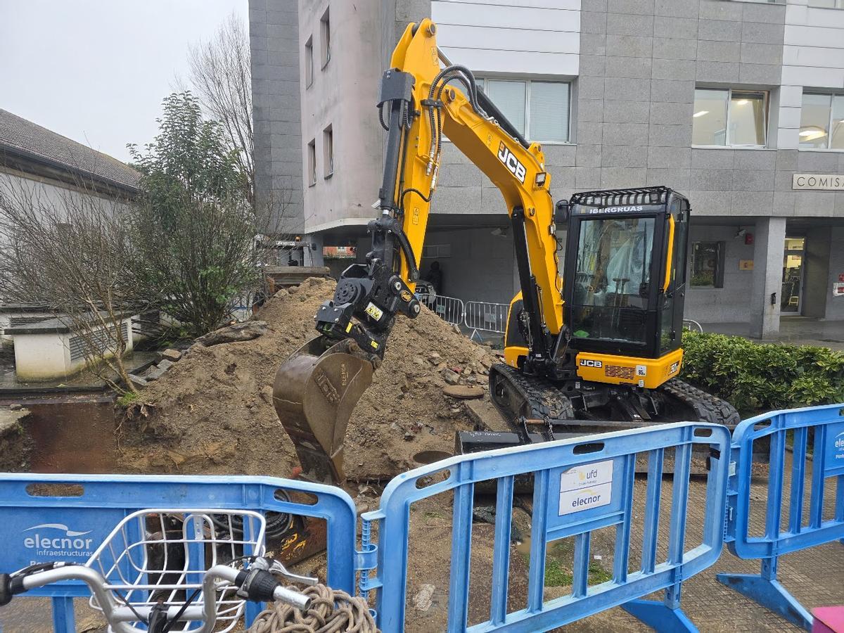 La zona en la que se efectúa la reparación, este viernes por la mañana.