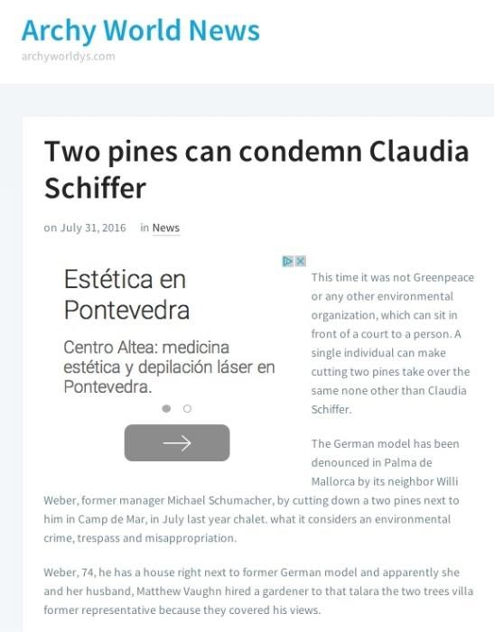 Conflicto de Claudia Schiffer en periódicos digitales internacionales