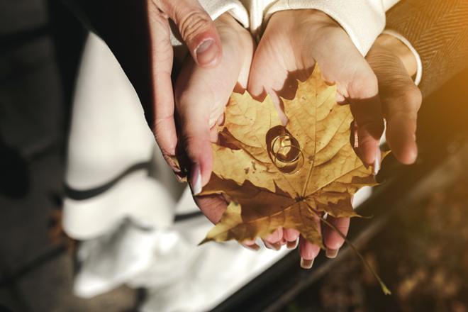 Bodas en otoño: hojas secas