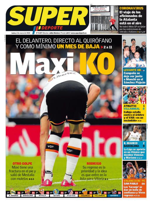 Portada SUPERDEPORTE lunes 2 marzo 2020