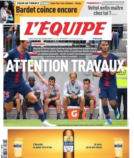 Portada L'ÉQUIPE domingo 22 de julio de 2018