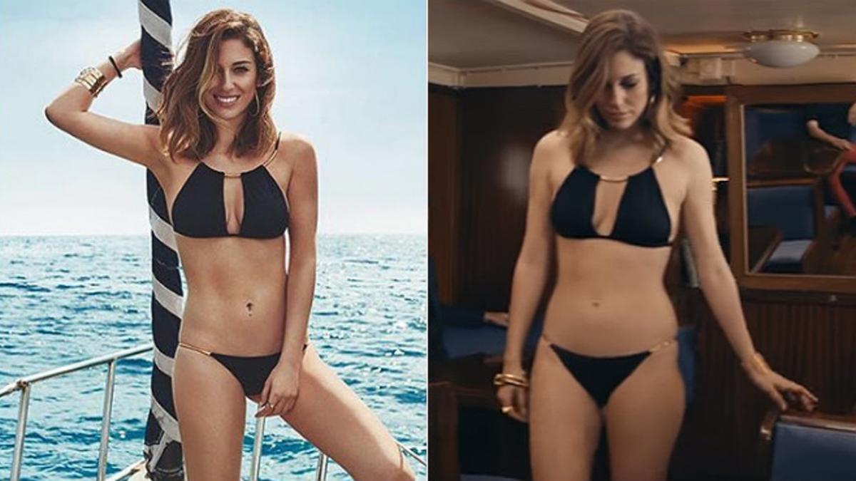 Blanca Suárez, a la izquierda, en la imagen promocional de Women'Secret, y en un frame del vídeo publicitario.