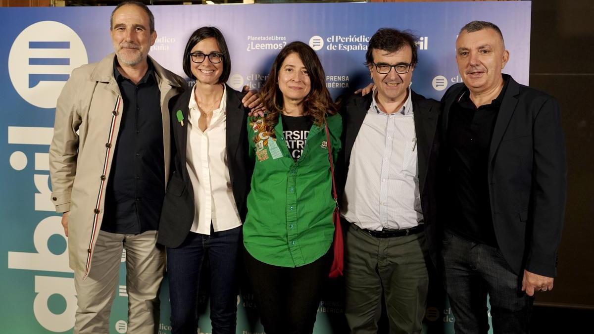 Juan Cerezo, editor de Tusquets; Inés Martín Rodrigo, escritora y periodista; Ana Merino, escritora; Javier Cercas y Manuel Vilas, escritores.