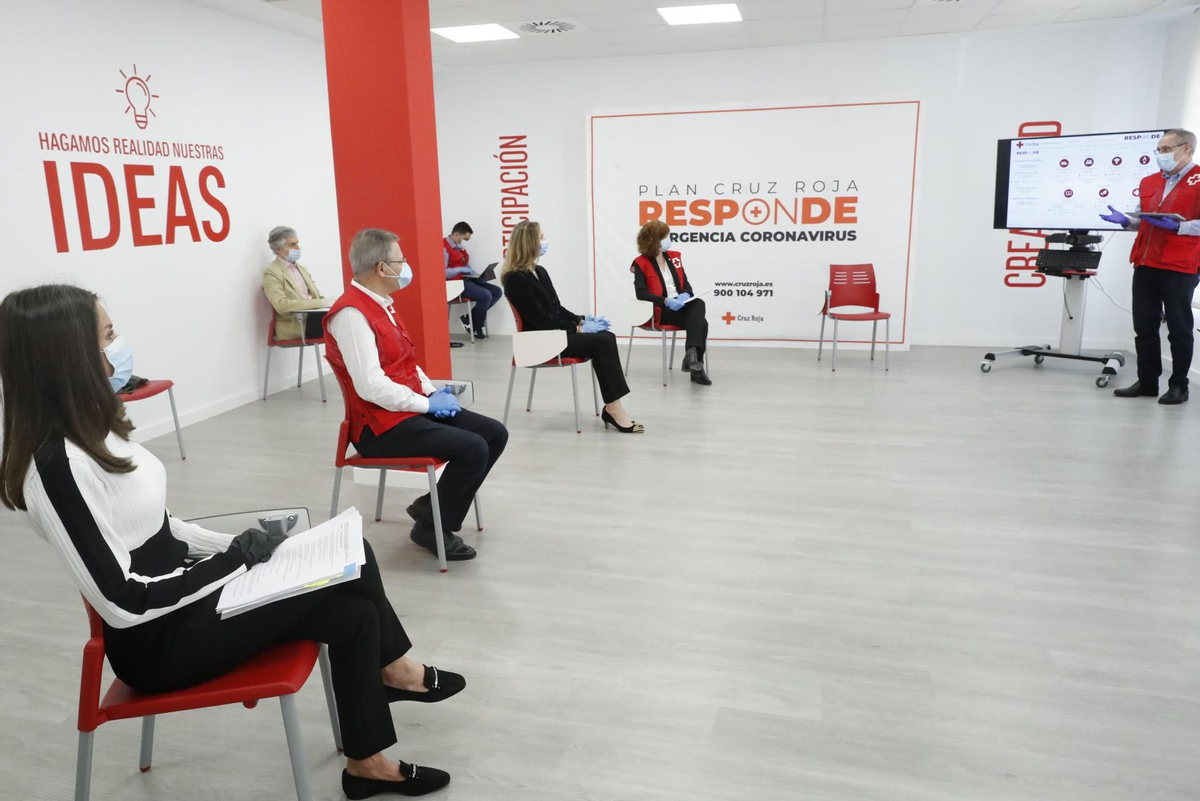 La reina Letizia, en una reunión en la sede de Cruz Roja Española en Madrid