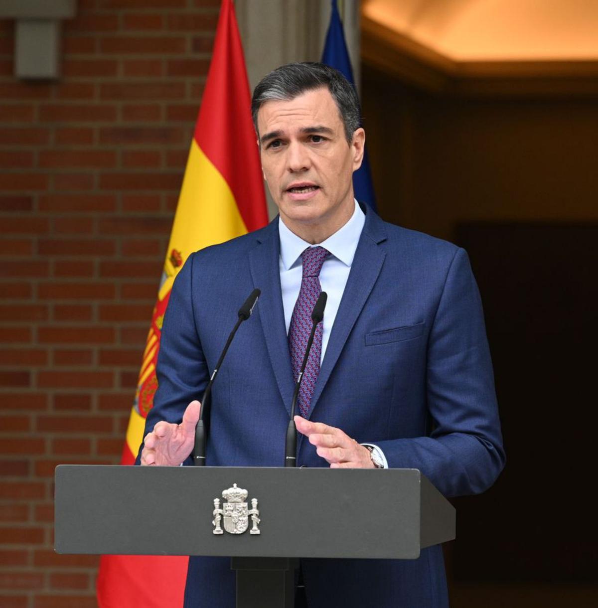 Pedro Sánchez anunciando la convocatoria de elecciones generales. | BORJA PUIG