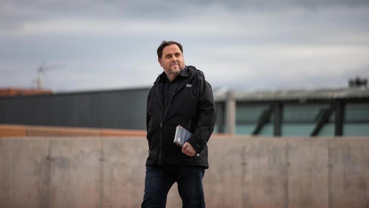 Oriol Junqueras, el pasado 3 de marzo, en una salida para dar clase en la universidad.