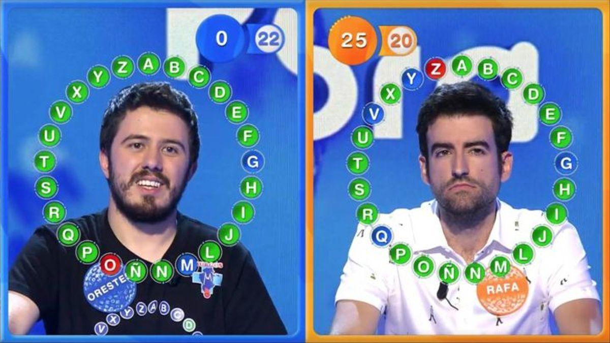 El duelo más ajustado entre Rafa y Orestes en 'Pasapalabra': &quot;Es muy difícil lo que habéis hecho&quot;.