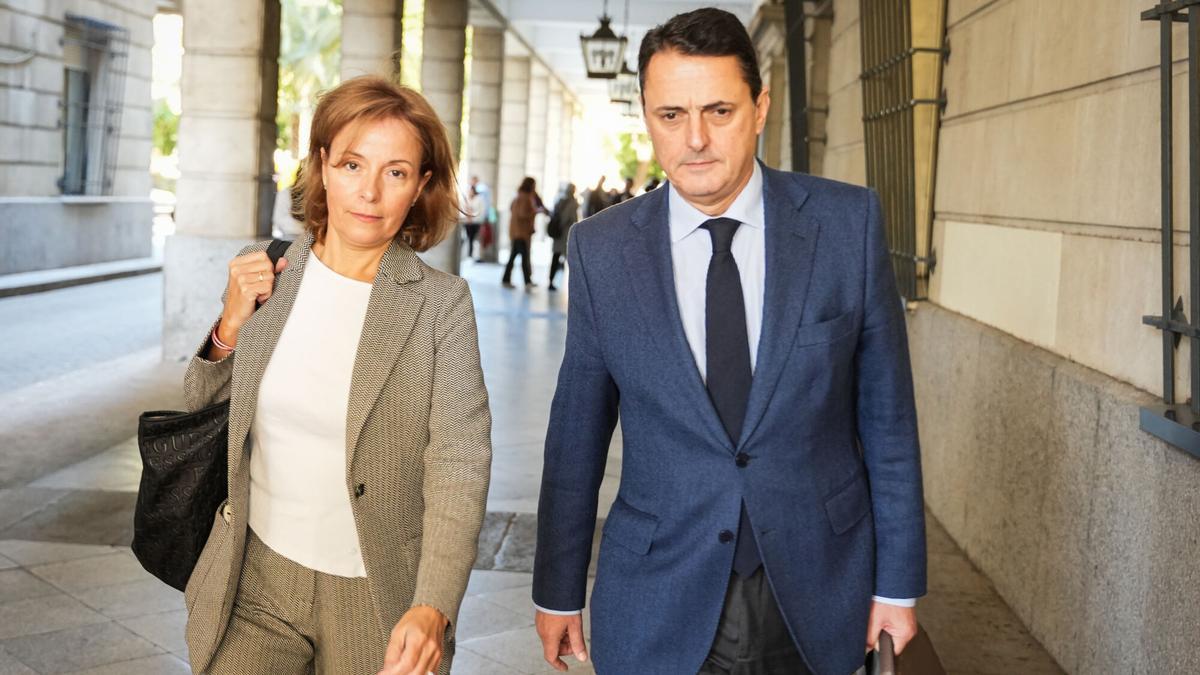 La actual gerente del SAS, Valle García, a su llegada a los juzgados de Sevilla