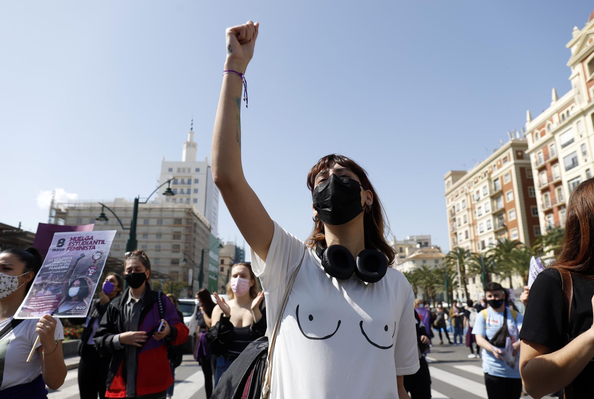 Manifestación por el 8M en las calles del Centro de Málaga