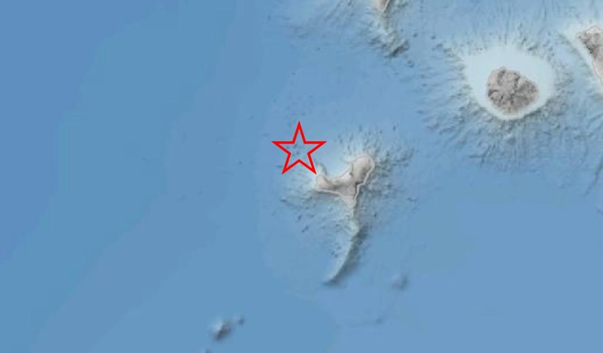En rojo, el punto donde se localizó el terremoto
