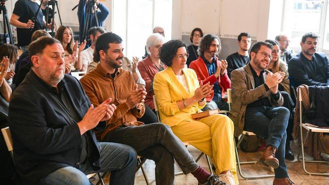 Junqueras, Wagensberg, Rovira y Aragonès este domingo en Ginebra.