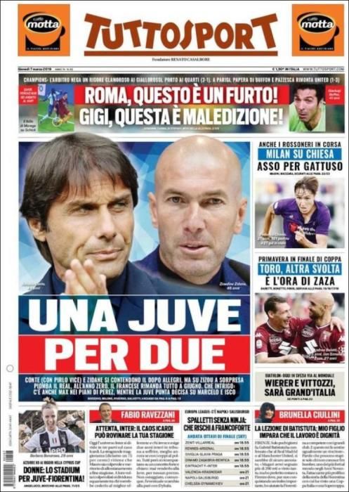 Portada TUTTOSPORT jueves 7 de marzo de 2019.