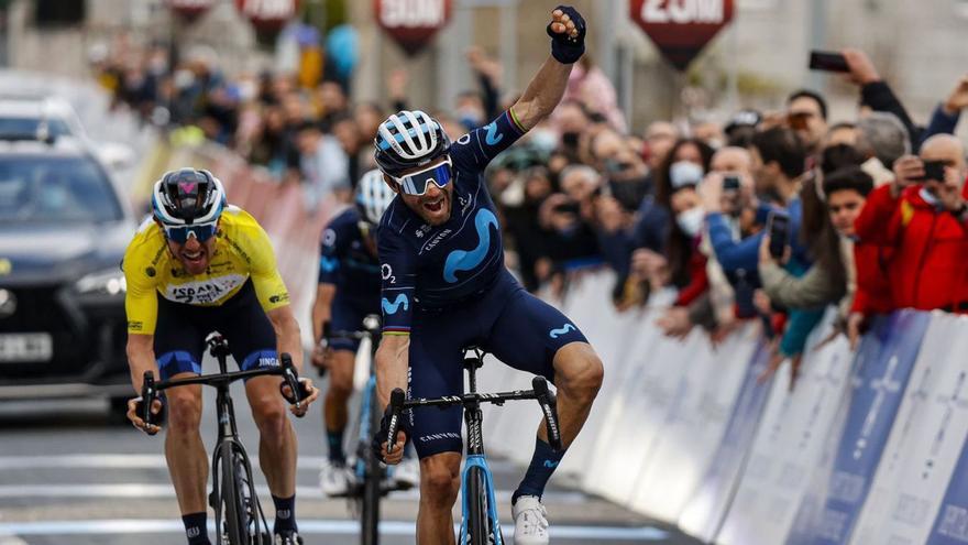 Alejandro Valverde entra en primera posición en la etapa reina de O Gran Camiño. | PRENSA MOVISTAR