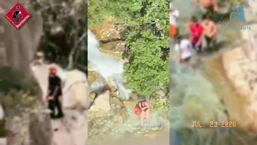 Una bañista herida en las Fuentes del Algar es evacuada en helicóptero