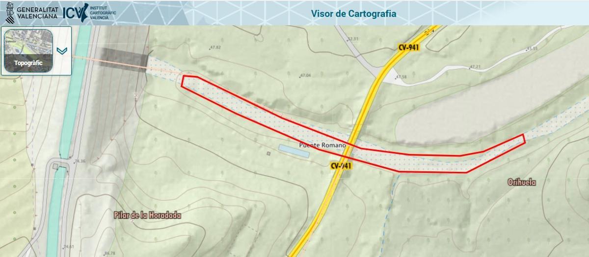 Zona afectada a 27 de febrero por las operaciones denunciadas, delimitada mediante una línea de color rojo