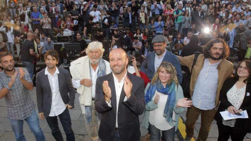 Ferreiro, por la izquierda, Suárez, Beiras, Villares, Noriega, Santos, Sánchez y Verao, ayer.