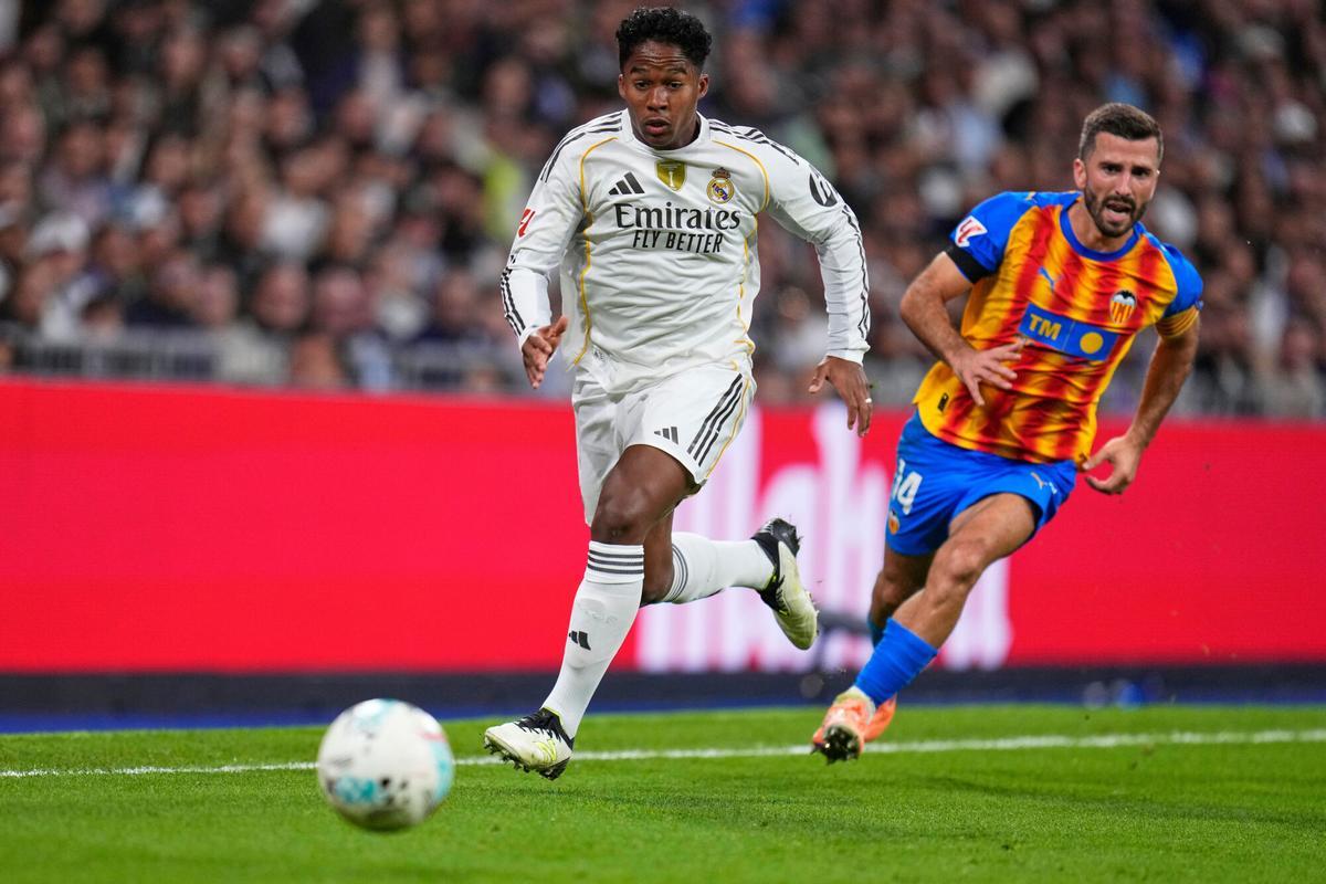 Endrick, durante el Real Madrid - Valencia, el único encuentro que ha disputado esta temporada