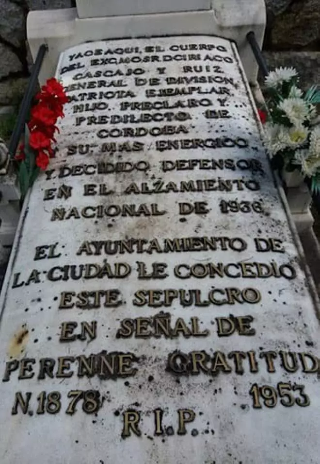 Aremehisa pide al Ayuntamiento de Córdoba que cumpla la Ley con la tumba del general franquista Ciriaco Cascajo