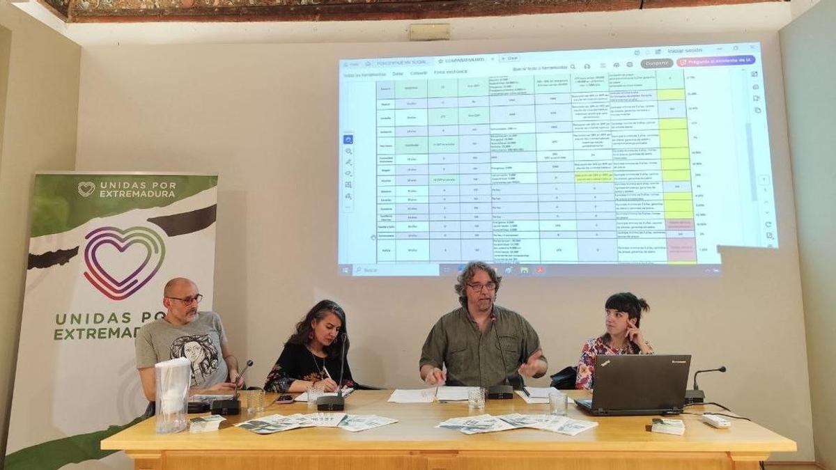 Charla-debate de Unidas por Extremadura, ayer, en Plasencia.