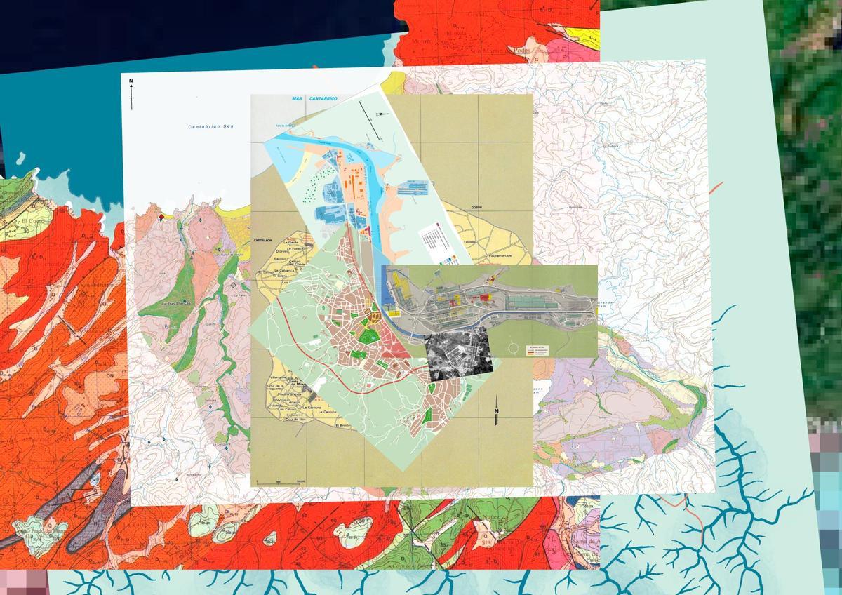 Collage cartográfico de Avilés