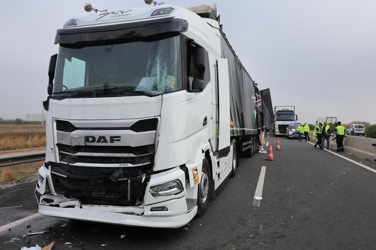 Accidente múltiple en la AP-7 en Castellón