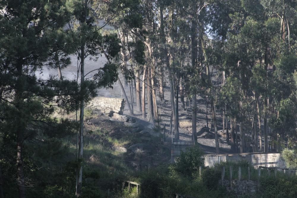 Un incendio cerca de casas desata la alarma en Vilaboa