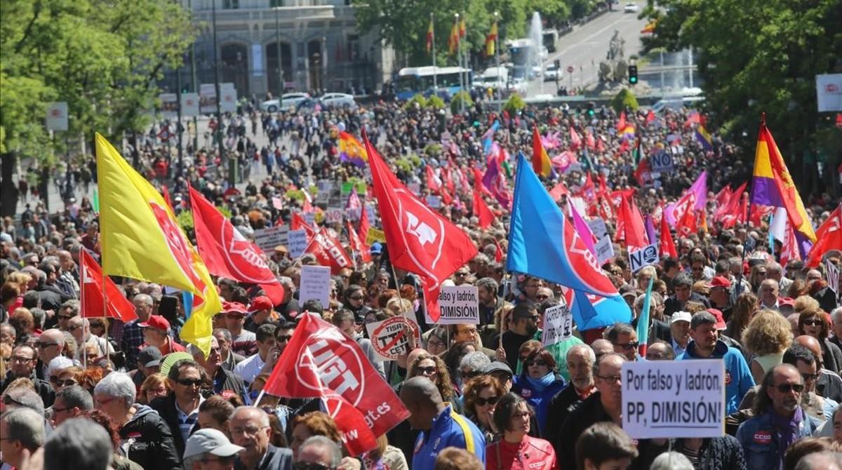 Aspecto de la manifestación en Madrid.