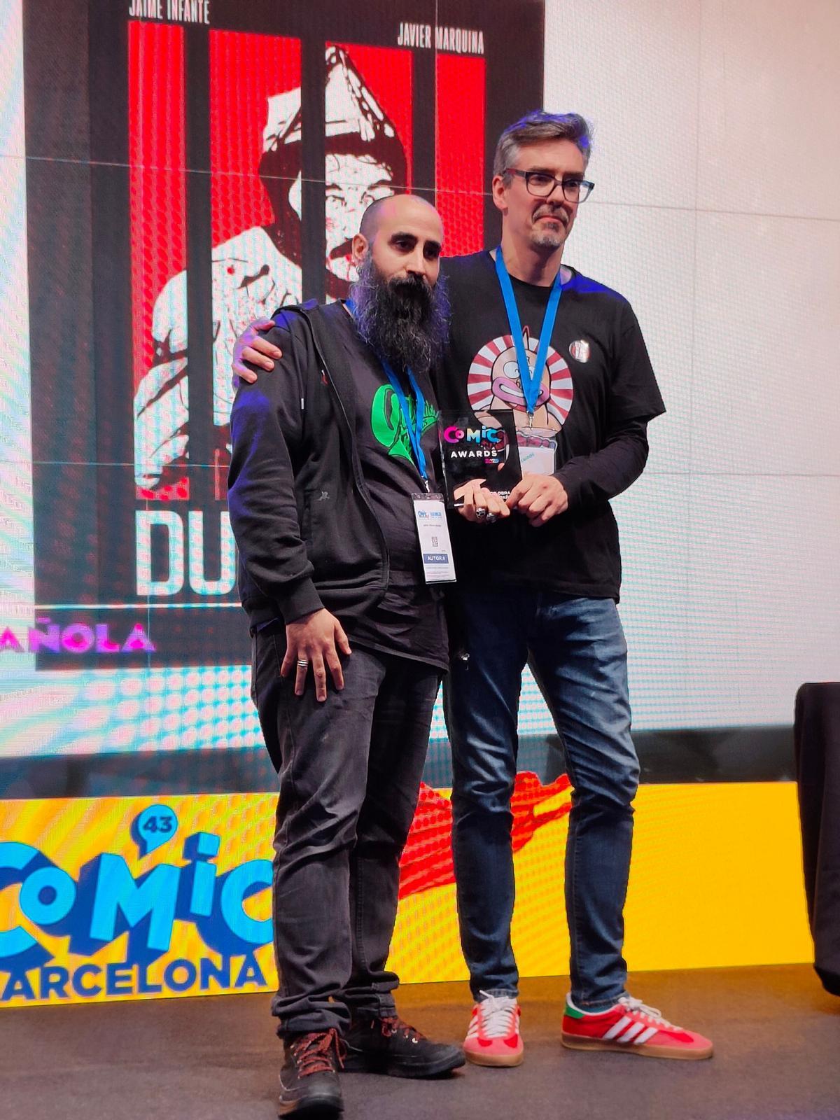 Jaime Infante y Javier Marquina con su premio.