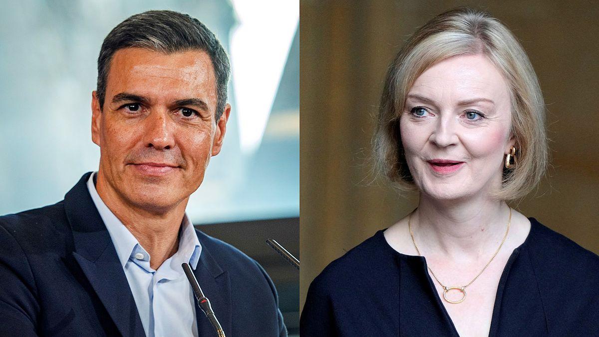 El presidente del Gobierno, Pedro Sánchez, y la primera ministra británica, Liz Truss.