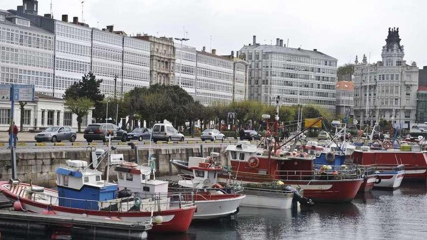 Flota de bajura amarrada en la dársena de la Marina.