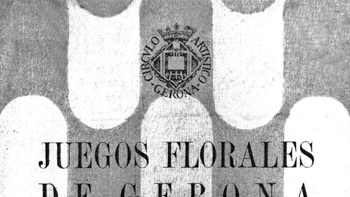 Cartell d&#039;uns Jocs Florals de Girona, organitzats pel «Círculo Artístico» amb el patrocini de l&#039;Ajuntament.