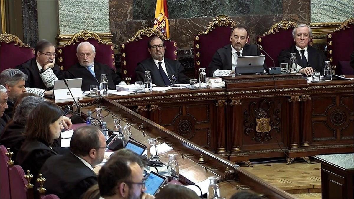 Vista del tribunal que juzga el 'procés', el 11 de abril del 2019