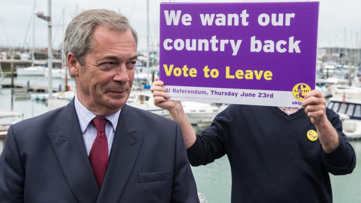 Nigel Farage, en plena campaña a favor del Brexit.